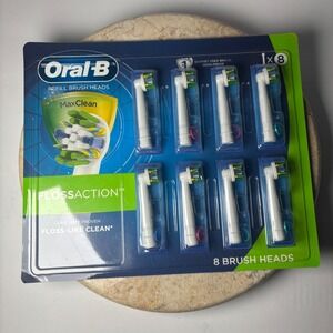 Oral-B FlossAction MaxClean 8 Count White Replacement Electric Brush Heads